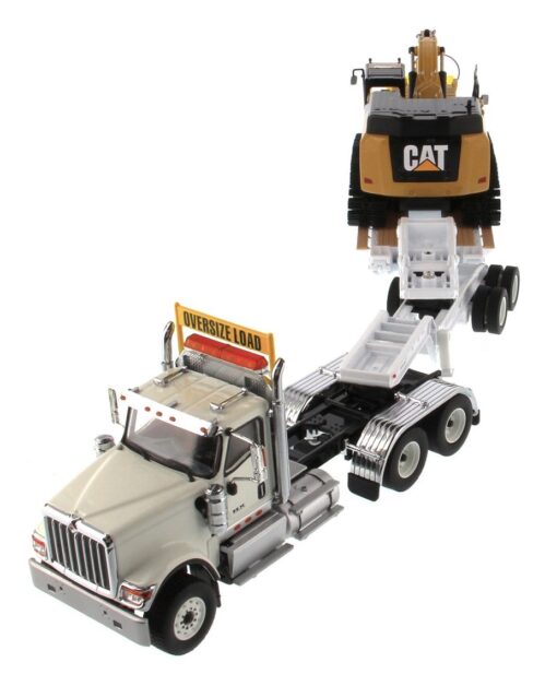 International Diecast HX520 Tandem White with XL120 White Trailer and Cat 349F Excavator 85600 - Image 2
