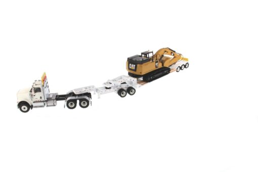 International Diecast HX520 Tandem White with XL120 White Trailer and Cat 349F Excavator 85600 - Image 3