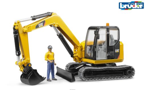 Cat Plastic Toy Mini Excavator with Worker 02466 1:16 Scale