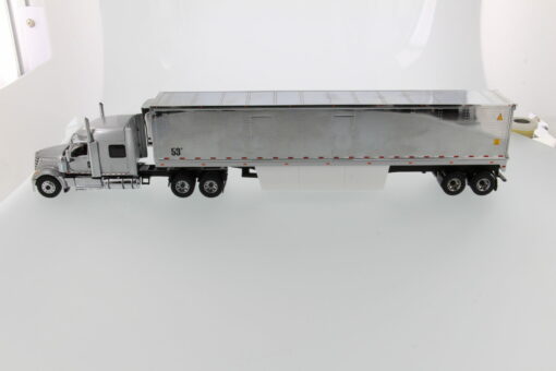 International 1:50 Diecast LoneStar Sleeper with 53' Refrigerated Van - Silver truck + Silver chrome plated cargo van 71043 - Image 8