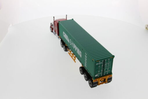 International 1:50 Diecast LoneStar Sleeper Cab with Skeleton Trailer and 40' Dry Goods Sea Container - Red tractor + Safety yellow skeleton + China Shipping container 71045 - Image 4