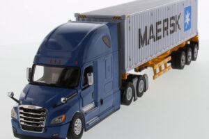 Freightliner 1:50 Diecast New Cascadia with with 40' Dry good Sea Container - Blue tractor + Yellow trailer + MAERSK container 71048