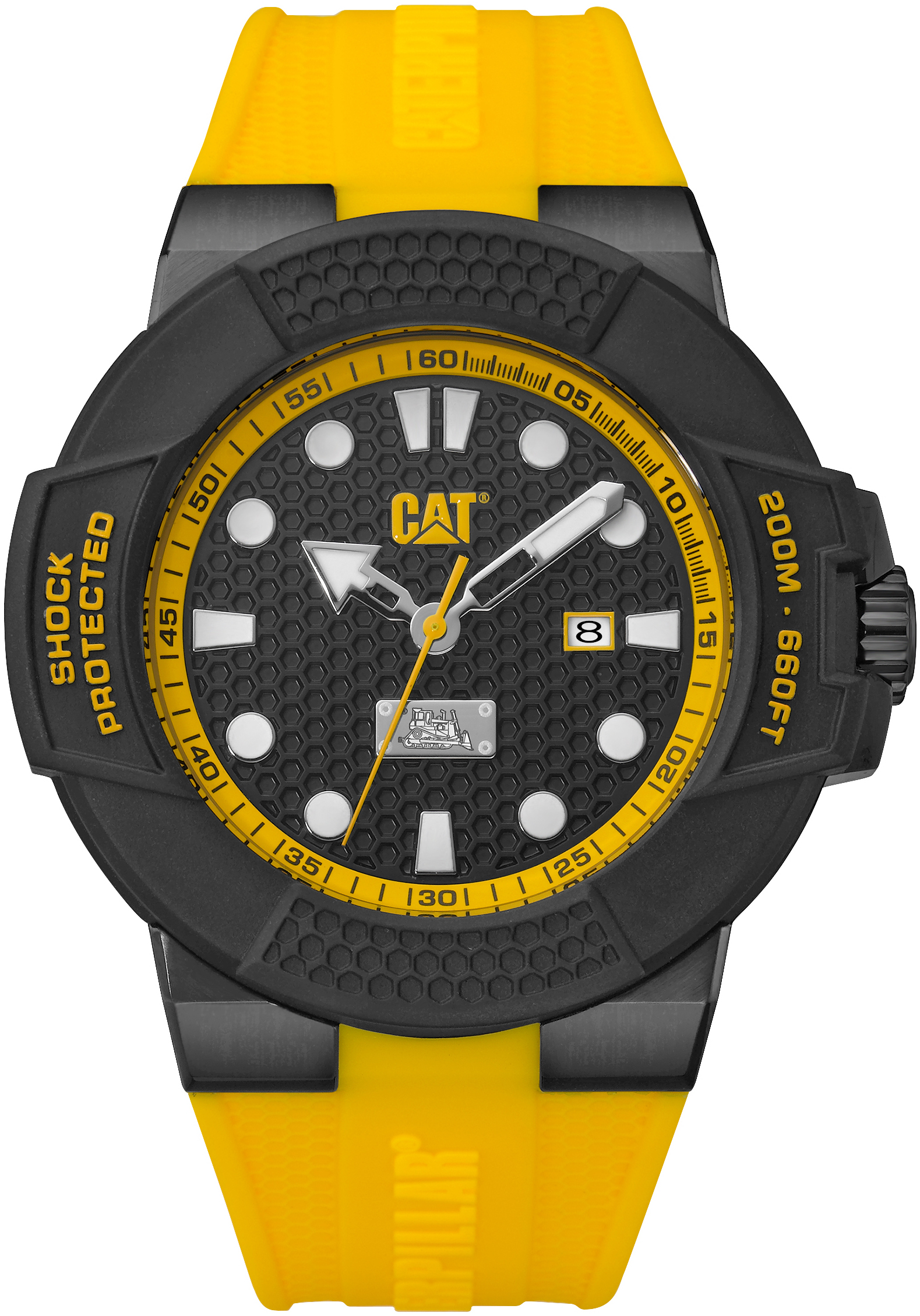 CAT Shockmaster 3HD Watch Black/Yellow with silicone Strap SF.161.27.