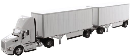 Peterbilt 579 1:50 UltraLoft Tractor White with Wabash National 28ft Pup Trailer and one dolly 71099