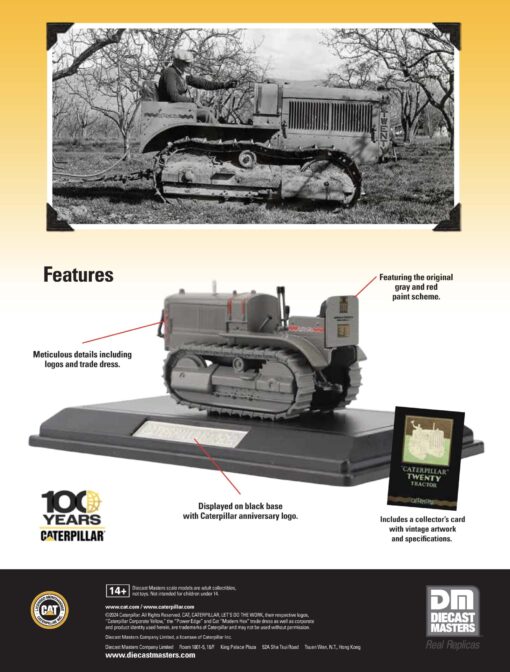 Cat 1:50 Cat Model Twenty Tractor 100th Anniversary Model 85654 - Image 3
