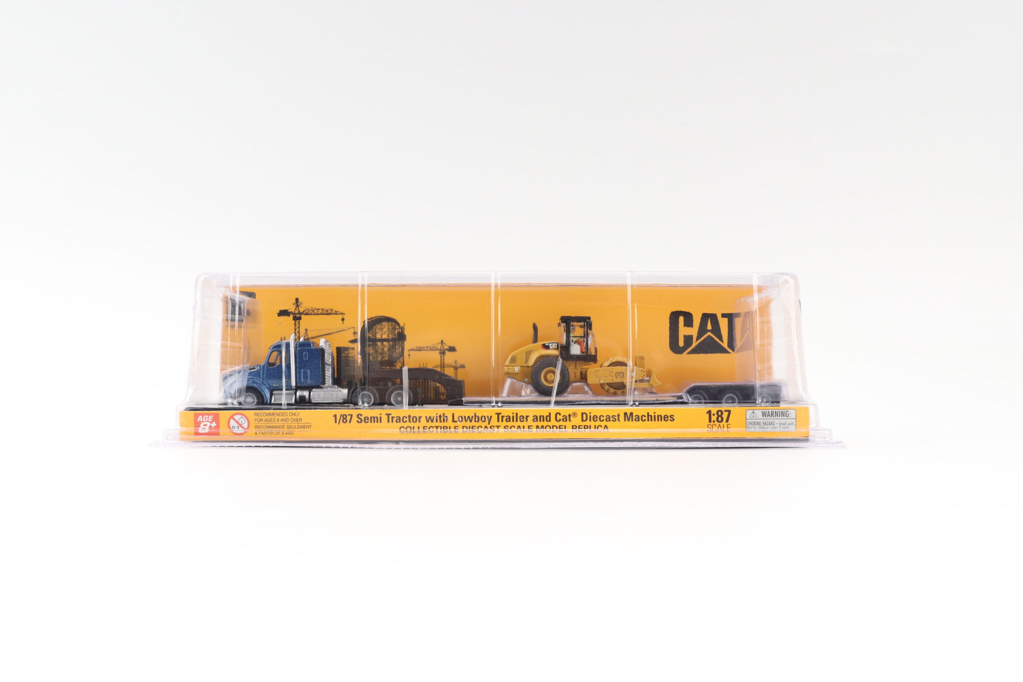 Cat 1:87 Construction Diecast Cat Kenworth T880 with Lowboy Trailer and Cat CP56 Padfoot Roller 84424 - Image 8