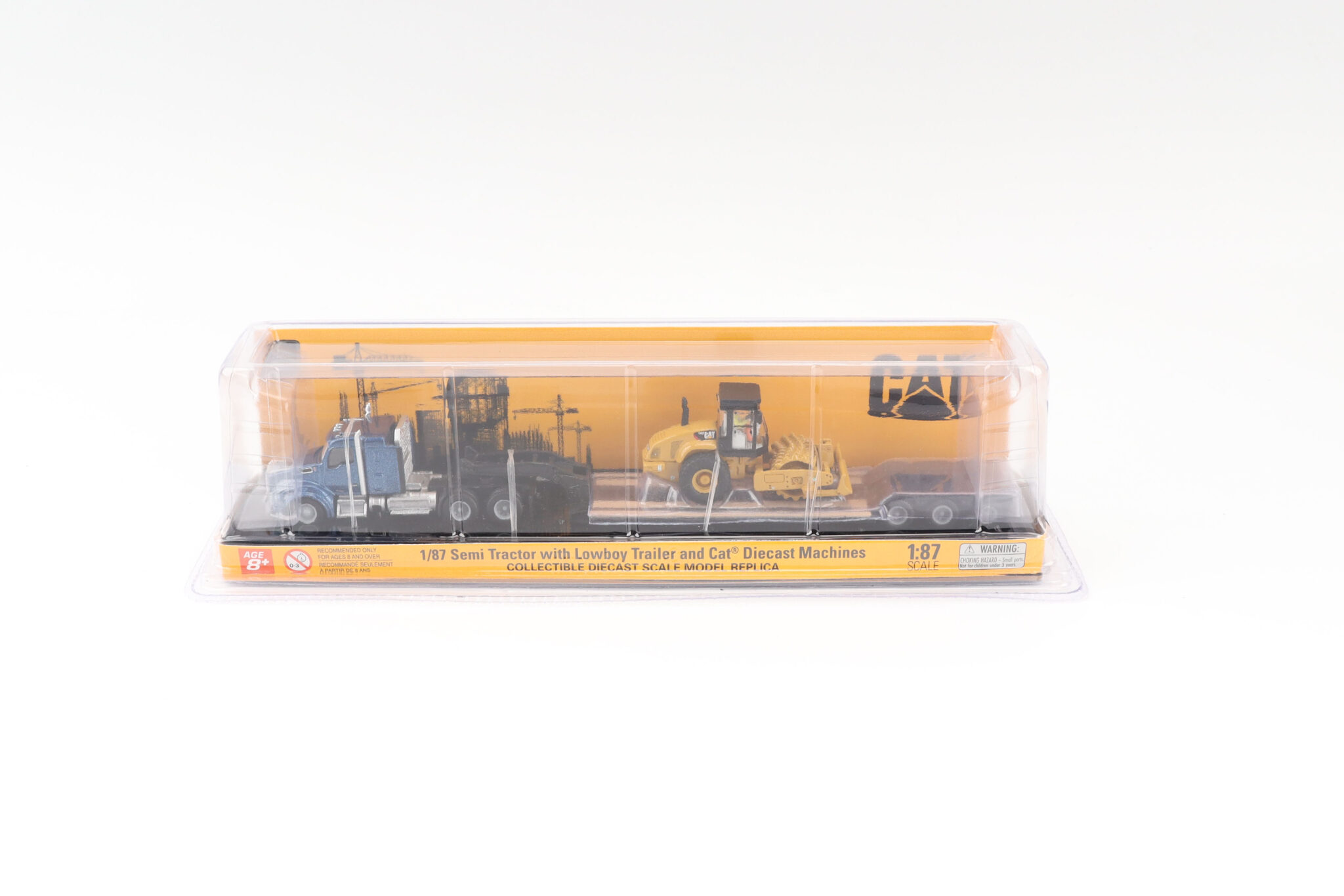 Cat 1:87 Construction Diecast Cat Kenworth T880 with Lowboy Trailer and Cat CP56 Padfoot Roller 84424 - Image 5