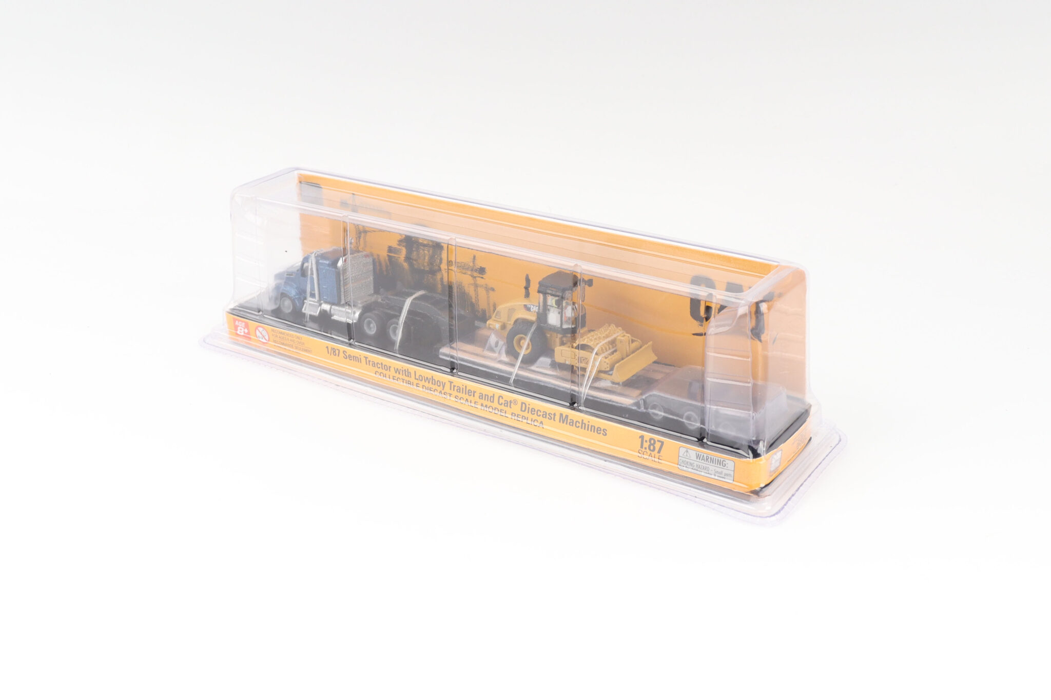 Cat 1:87 Construction Diecast Cat Kenworth T880 with Lowboy Trailer and Cat CP56 Padfoot Roller 84424 - Image 4